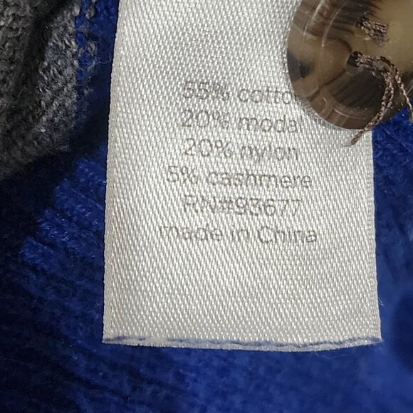 JCP Cashmere Modal Blend Long Sleeve Button Up Striped Gray Royal Blue Cardigan - Picture 6 of 6